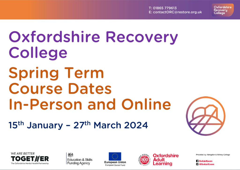 ORC Course Dates Spring 2024 Oxfordshire Recovery College